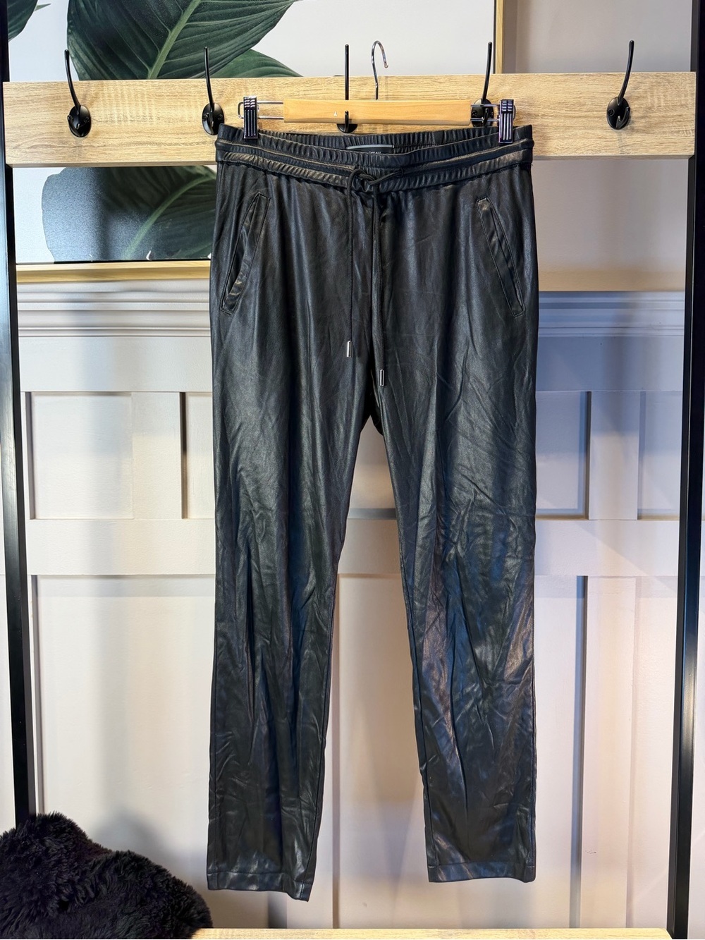 le chateau Black Faux-Leather Joggers